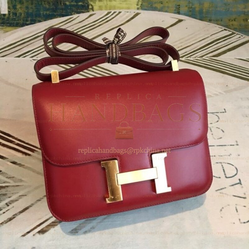 Replica Hermes Red Constance 24 Gold Hardware Bag