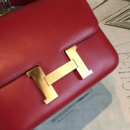 Replica Hermes Red Constance 24 Gold Hardware Bag
