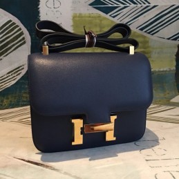 Replica Hermes Blue Constance 24 Smooth Leather Bag