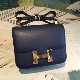 Replica Hermes Blue Constance 24 Smooth Leather Bag