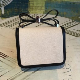 Replica Hermes White Black Constance 24 Palladium Hardware Bag