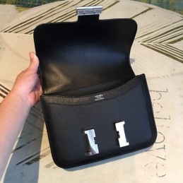 Replica Hermes White Black Constance 24 Palladium Hardware Bag