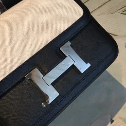Replica Hermes White Black Constance 24 Palladium Hardware Bag