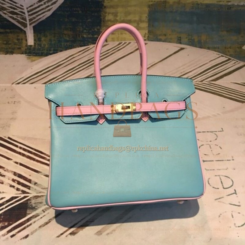 Replica Hermes Tan Teal Birkin 25 Bag