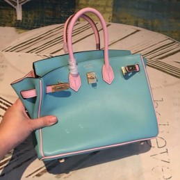 Replica Hermes Tan Teal Birkin 25 Bag