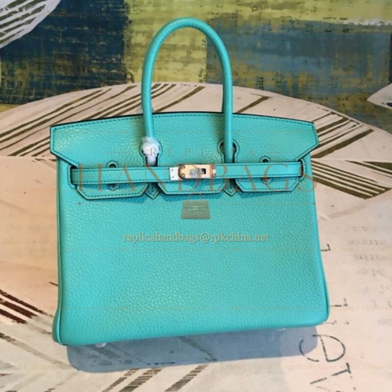 Replica Hermes Teal Birkin 25 Smooth Leather Bag
