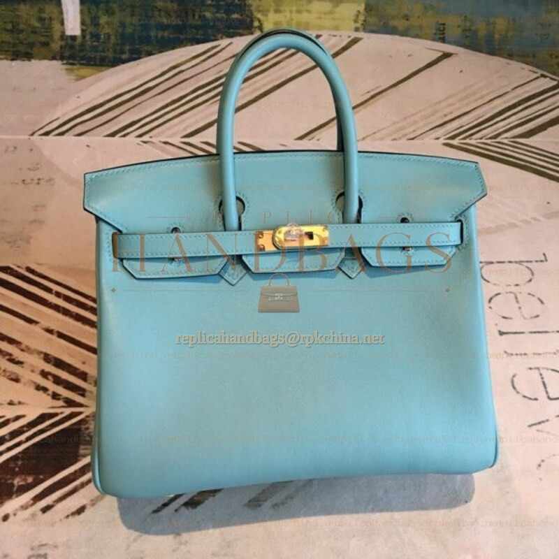 Replica Hermes Teal Tan Birkin 25 Bag