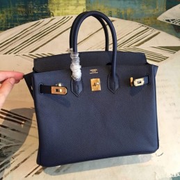 Replica Hermes Navy Birkin 25 Smooth Leather Bag