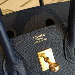 Replica Hermes Navy Birkin 25 Smooth Leather Bag