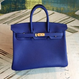 Replica Hermes Blue Birkin 25 Textured Leather Bag