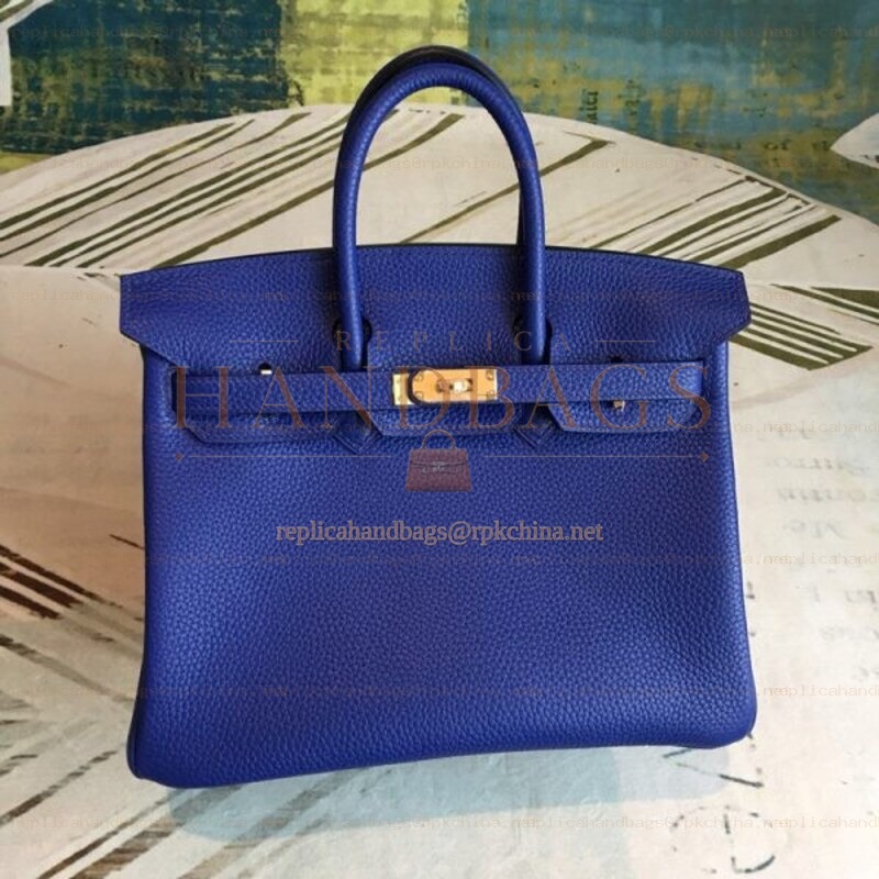 Replica Hermes Blue Birkin 25 Textured Leather Bag