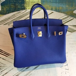 Replica Hermes Blue Birkin 25 Textured Leather Bag