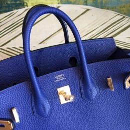Replica Hermes Blue Birkin 25 Textured Leather Bag