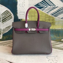Replica Hermes Gray Plum Birkin 25 Palladium Hardware Bag