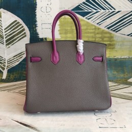 Replica Hermes Gray Plum Birkin 25 Palladium Hardware Bag