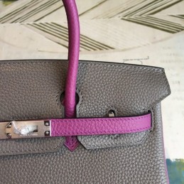 Replica Hermes Gray Plum Birkin 25 Palladium Hardware Bag