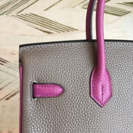Replica Hermes Gray Plum Birkin 25 Palladium Hardware Bag