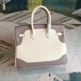 Replica Hermes White Gray Birkin 25 Gold Hardware Bag