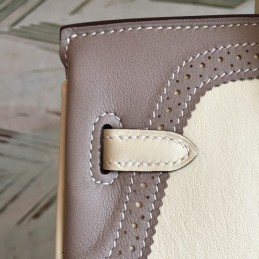 Replica Hermes White Gray Birkin 25 Gold Hardware Bag