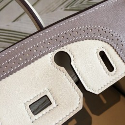 Replica Hermes White Gray Birkin 25 Gold Hardware Bag