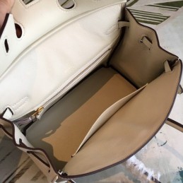 Replica Hermes White Gray Birkin 25 Gold Hardware Bag