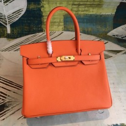 Replica Hermes Orange Birkin 30 Smooth Leather Bag