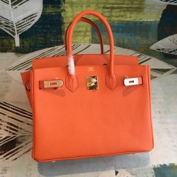 Replica Hermes Orange Birkin 30 Smooth Leather Bag
