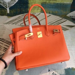 Replica Hermes Orange Birkin 30 Smooth Leather Bag