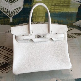 Replica Hermes White Birkin 30 Palladium Hardware Bag
