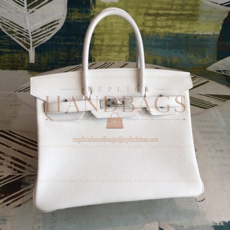 Replica Hermes White Birkin 30 Palladium Hardware Bag