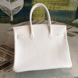 Replica Hermes White Birkin 30 Palladium Hardware Bag
