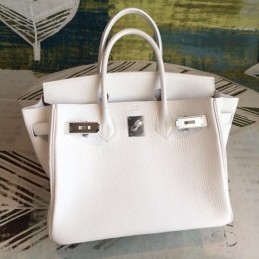 Replica Hermes White Birkin 30 Palladium Hardware Bag
