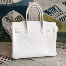 Replica Hermes White Birkin 30 Palladium Hardware Bag