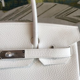 Replica Hermes White Birkin 30 Palladium Hardware Bag