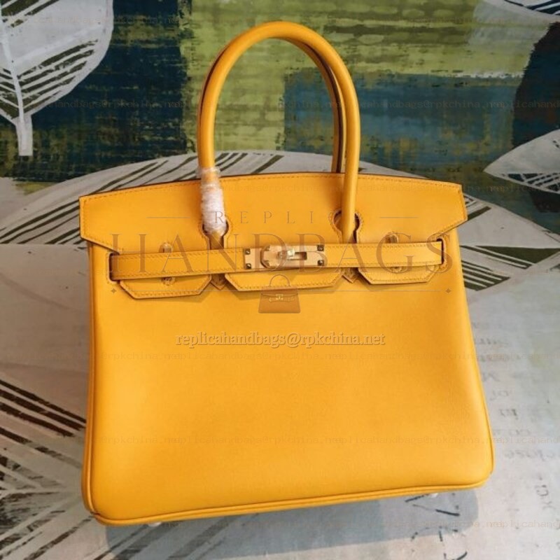 Replica Hermes Yellow Birkin 30 Textured Leather Bag