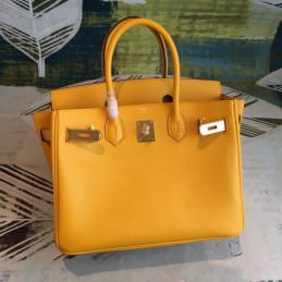 Replica Hermes Yellow Birkin 30 Textured Leather Bag