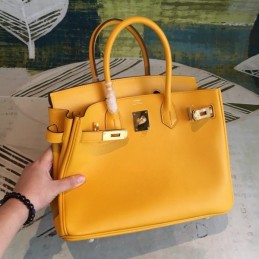 Replica Hermes Yellow Birkin 30 Textured Leather Bag