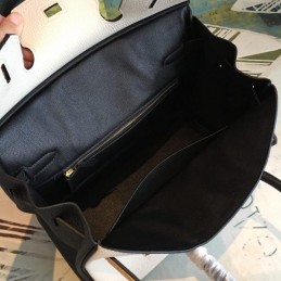 Replica Hermes White Black Birkin 30 Gold Hardware Bag