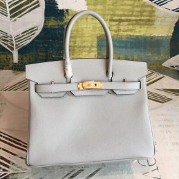 Replica Hermes Light Gray Birkin 30 Smooth Leather Bag