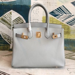 Replica Hermes Light Gray Birkin 30 Smooth Leather Bag