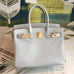Replica Hermes Light Gray Birkin 30 Smooth Leather Bag