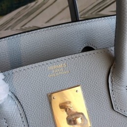 Replica Hermes Light Gray Birkin 30 Smooth Leather Bag