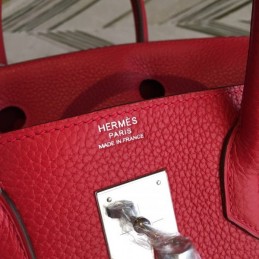 Replica Hermes Red Birkin 30 Palladium Hardware Bag