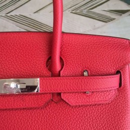 Replica Hermes Red Birkin 30 Palladium Hardware Bag