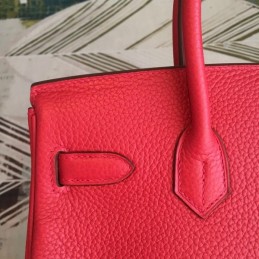 Replica Hermes Red Birkin 30 Palladium Hardware Bag