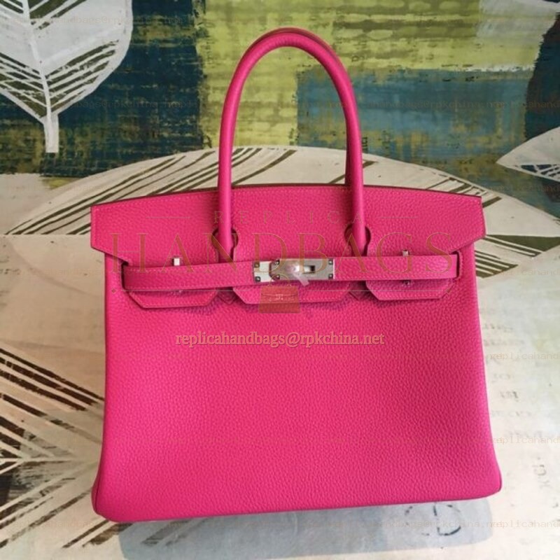 Replica Hermes Fuchsia Birkin 30 Palladium Hardware Bag