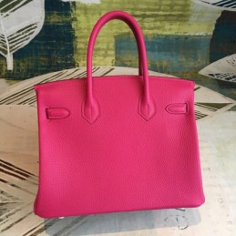 Replica Hermes Fuchsia Birkin 30 Palladium Hardware Bag