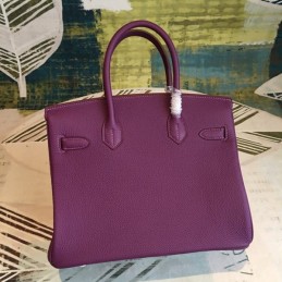 Replica Hermes Purple Birkin 30 Textured Leather Bag