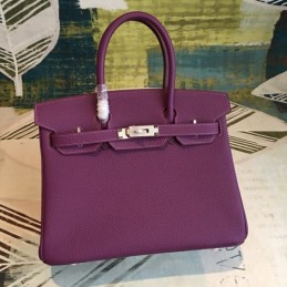 Replica Hermes Purple Birkin 30 Textured Leather Bag