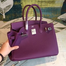 Replica Hermes Purple Birkin 30 Textured Leather Bag